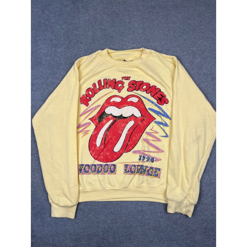 Rolling Stones Sweatshirt Unisex 2X Yellow Voodoo Lounge 1994 Graphic Crewneck